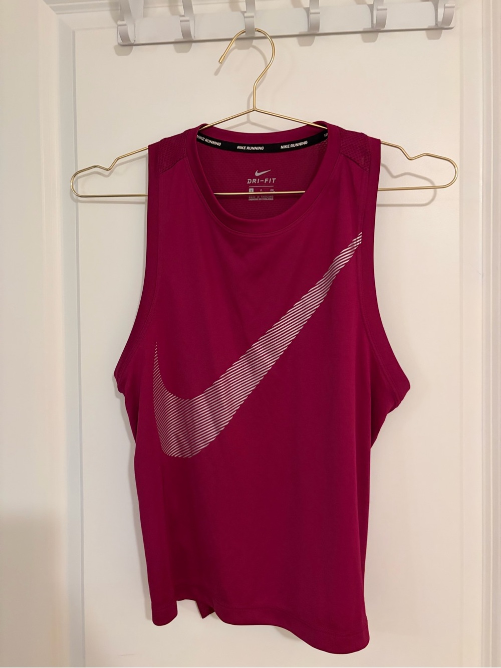 Nike Women’s Magenta Dri-FIT Training Tank with Striped Swoosh